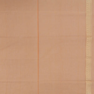 Peach Handloom Banarasi Cotton Saree With Diagonal Vine Motifs