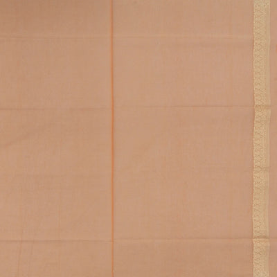 Peach Handloom Banarasi Cotton Saree With Diagonal Vine Motifs
