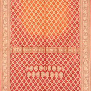 Red Handloom Banarasi Bandhani Khaddi Georgette Saree With Jaal Motifs-Red