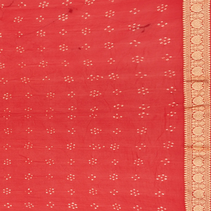 Red Handloom Banarasi Bandhani Khaddi Georgette Saree With Jaal Motifs-Red