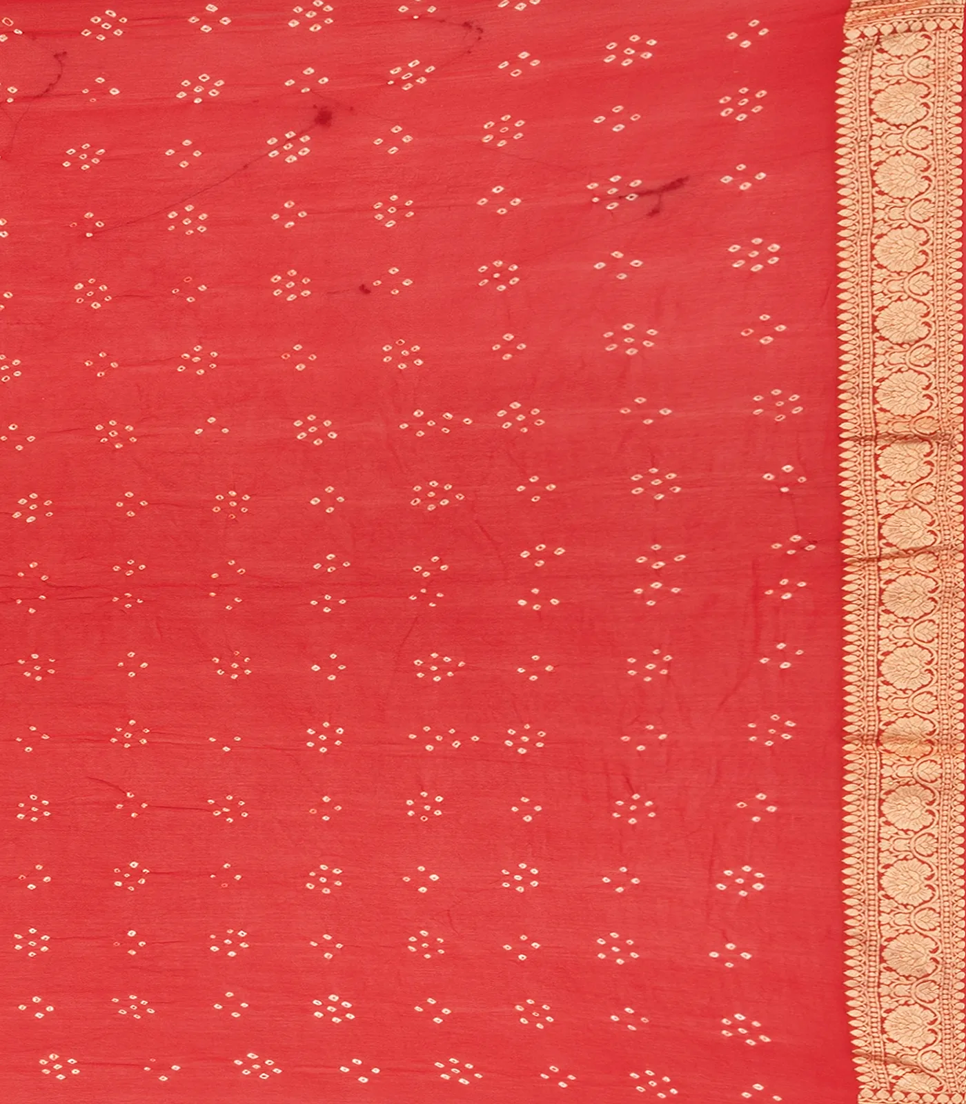 Red Handloom Banarasi Bandhani Khaddi Georgette Saree With Jaal Motifs-Red