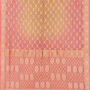 Baby Pink Handloom Banarasi Bandhani Khaddi Georgette Saree With Floral Jaal Motifs-Baby Pink