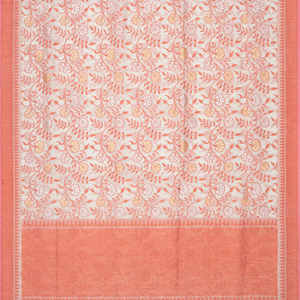 Sandal Handloom Banarasi Cotton Saree With Floral Vine Motifs-Sandal