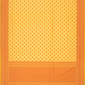 Yellow Handloom Banarasi Cotton Saree With Floral Motifs-Yellow