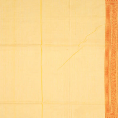 Yellow Handloom Banarasi Cotton Saree With Floral Motifs-Yellow
