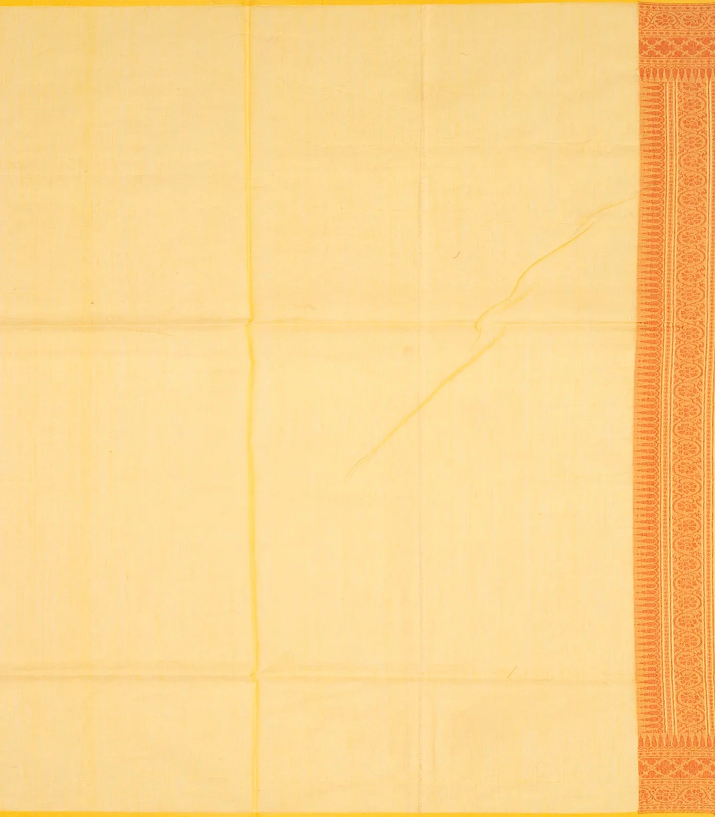 Yellow Handloom Banarasi Cotton Saree With Floral Motifs-Yellow