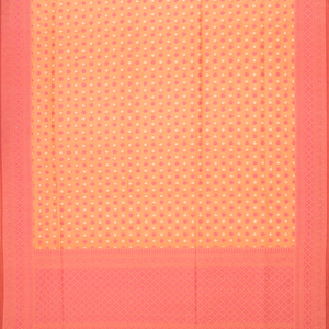 Peach Handloom Banarasi Cotton Saree With Floral Motifs-Peach