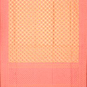 Peach Handloom Banarasi Cotton Saree With Floral Motifs-Peach