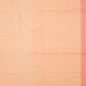 Peach Handloom Banarasi Cotton Saree With Floral Motifs-Peach