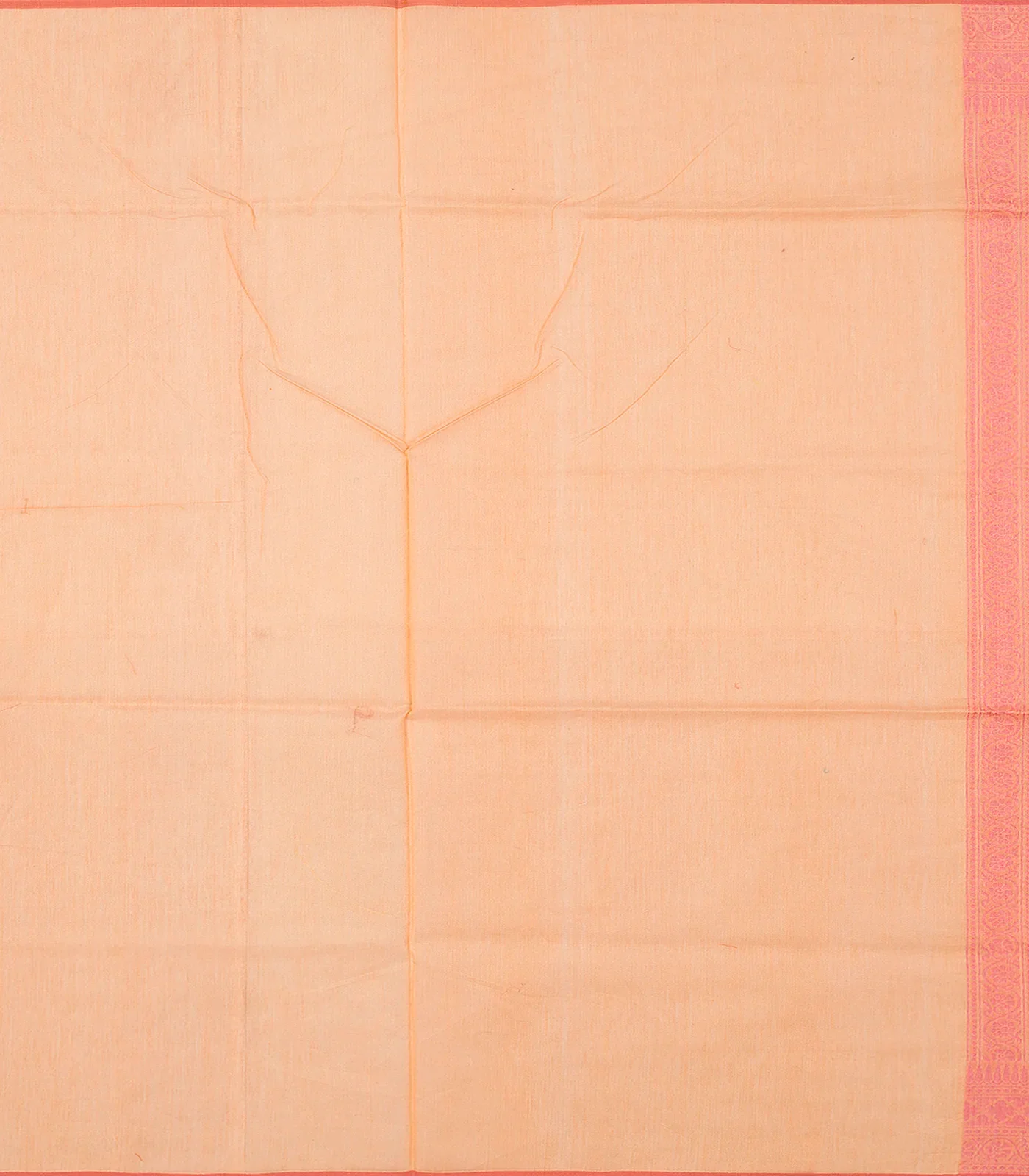 Peach Handloom Banarasi Cotton Saree With Floral Motifs-Peach