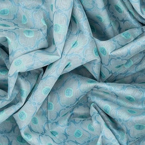 Light Blue Handloom Banarasi Cotton Saree With Floral Jaal Motifs-Light Blue