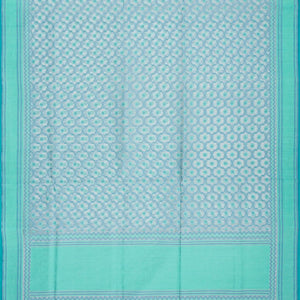 Light Blue Handloom Banarasi Cotton Saree With Floral Jaal Motifs-Light Blue