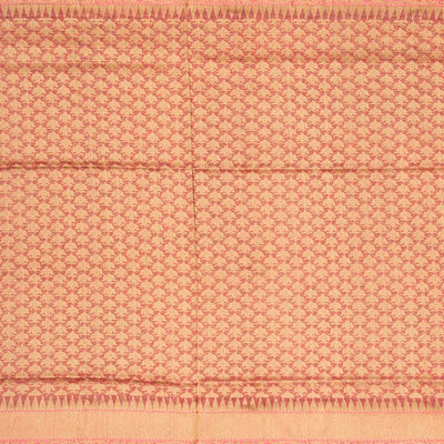 Yellow Handloom Banarasi Linen Saree With Floral Zari Buttas-Yellow
