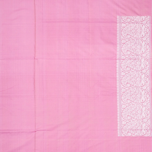 Peach Handloom Banarasi Silk Saree With Floral Buttas-Peach