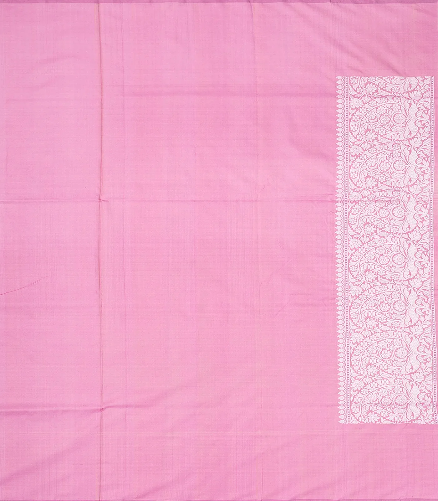 Peach Handloom Banarasi Silk Saree With Floral Buttas-Peach