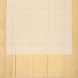 Cream Handloom Banarasi Tissue Silk Saree With Jaal Motifs-Cream