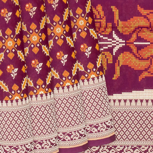 Magenta Handloom Banarasi Silk Saree With Meena Floral Motifs-Magenta