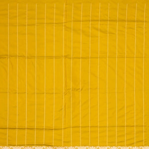 Mustard Handloom Banarasi Silk Saree With Floral Motifs-Mustard