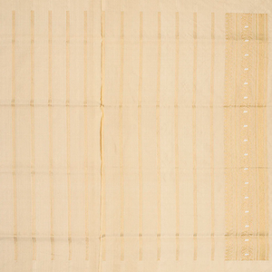 Cream Handloom Banarasi Tissue Silk Saree With Mango Motifs-Cream