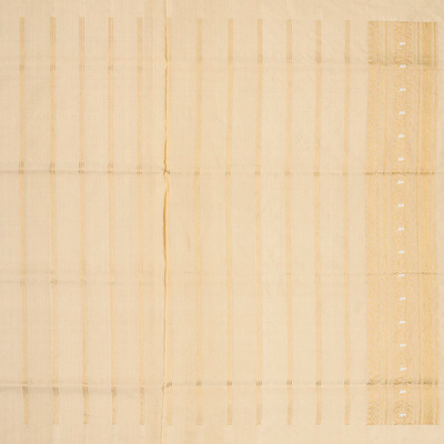 Cream Handloom Banarasi Tissue Silk Saree With Mango Motifs-Cream