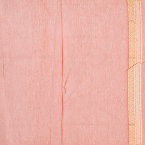 Peach Handloom Banarasi Cotton Saree With Triangle Motifs-Peach