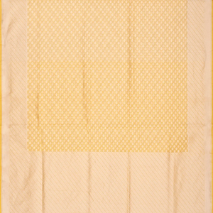 Yellow Handloom Banarasi Cotton Saree With Triangle Motifs-Yellow