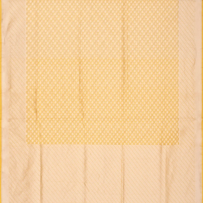 Yellow Handloom Banarasi Cotton Saree With Triangle Motifs-Yellow