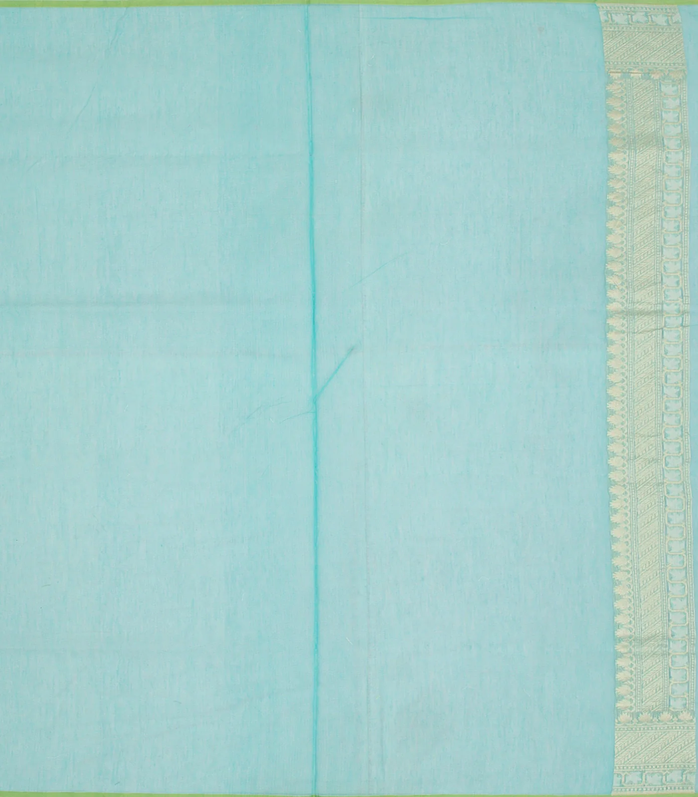 Turquoise Handloom Banarasi Cotton Saree With Floral Motifs-Turquoise