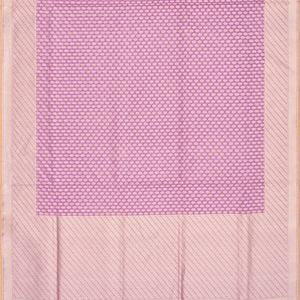 Purple Handloom Banarasi Cotton Saree With Floral Motifs-Purple