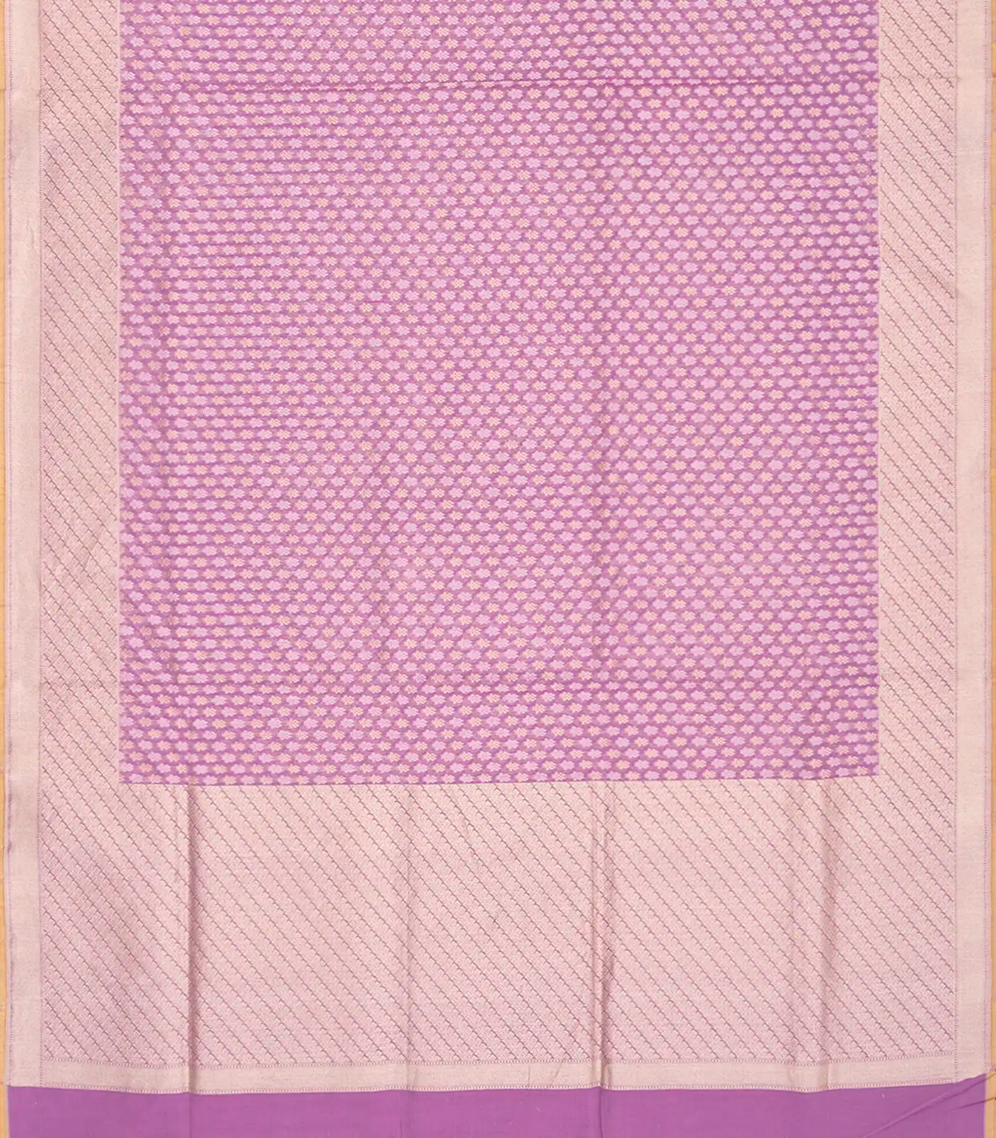 Purple Handloom Banarasi Cotton Saree With Floral Motifs-Purple
