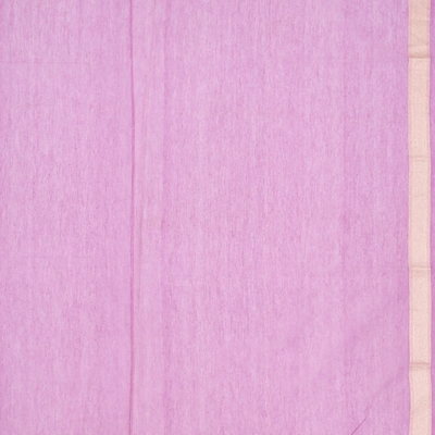 Purple Handloom Banarasi Cotton Saree With Floral Motifs-Purple