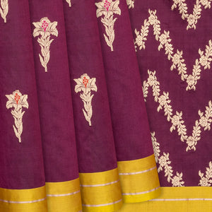 Magenta Handloom Banarasi Silk Saree With Mango Motifs-Magenta