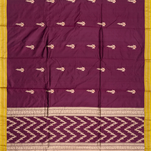 Magenta Handloom Banarasi Silk Saree With Mango Motifs-Magenta