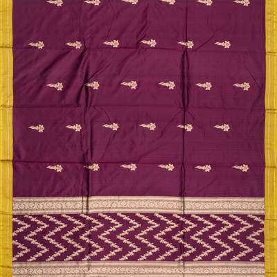 Magenta Handloom Banarasi Silk Saree With Mango Motifs-Magenta