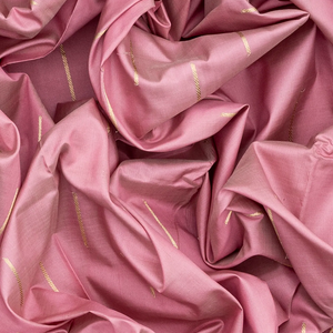 Dusty Pink Handloom Banarasi Silk Saree With Stripe Buttas-Dusty Pink