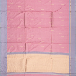 Dusty Pink Handloom Banarasi Silk Saree With Stripe Buttas-Dusty Pink