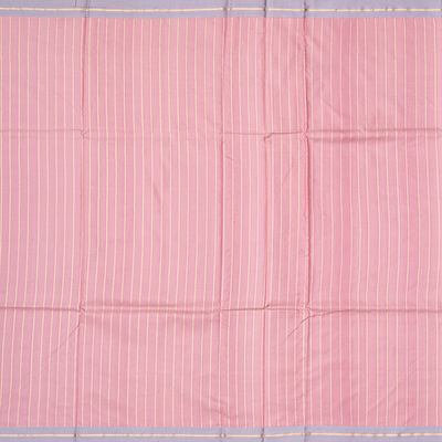 Dusty Pink Handloom Banarasi Silk Saree With Stripe Buttas-Dusty Pink