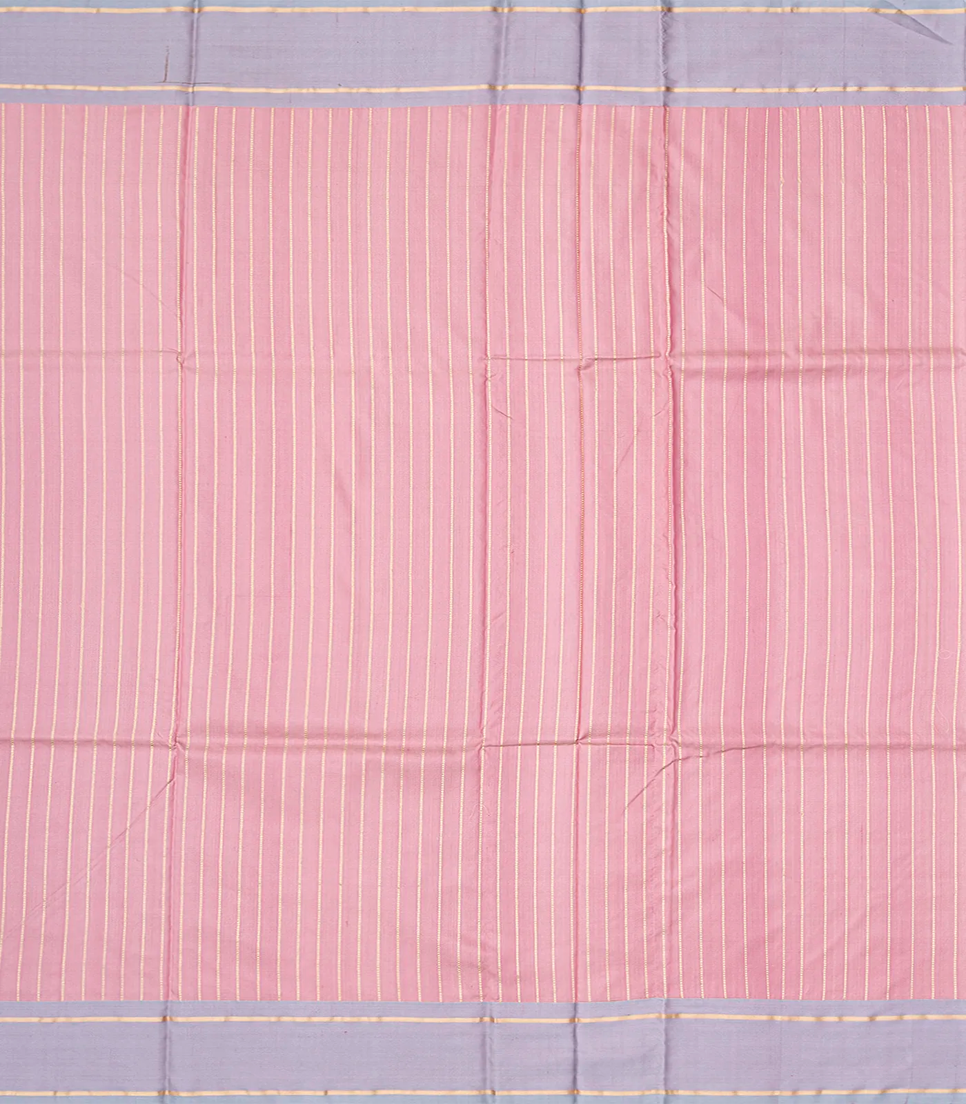 Dusty Pink Handloom Banarasi Silk Saree With Stripe Buttas-Dusty Pink