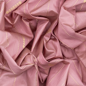 Dusty Pink Handloom Banarasi Silk Saree With Dotted Stripes-Dusty Pink