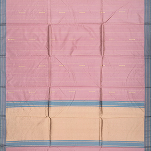 Dusty Pink Handloom Banarasi Silk Saree With Dotted Stripes-Dusty Pink