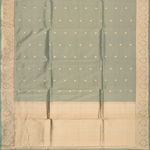 Cardamom Green Handloom Banarasi Tissue Silk Saree With Coin Motifs-Cardamom Green