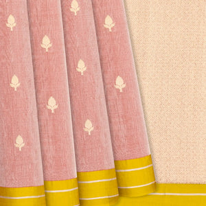 Baby Pink Handloom Banarasi Tissue Silk Saree With Floral Motifs-Baby Pink
