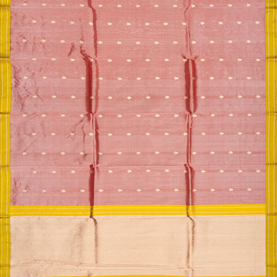 Baby Pink Handloom Banarasi Tissue Silk Saree With Floral Motifs-Baby Pink