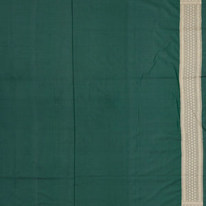 Bottle Green Handloom Banarasi Silk Saree With Floral Vine Motifs-Bottle Green