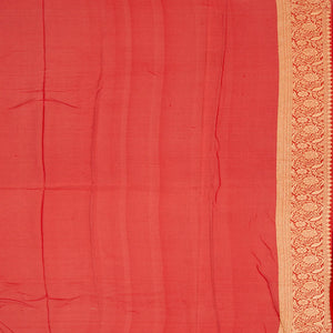 Red Handloom Banarasi Khaddi Georgette Saree With Floral Buttas-Red