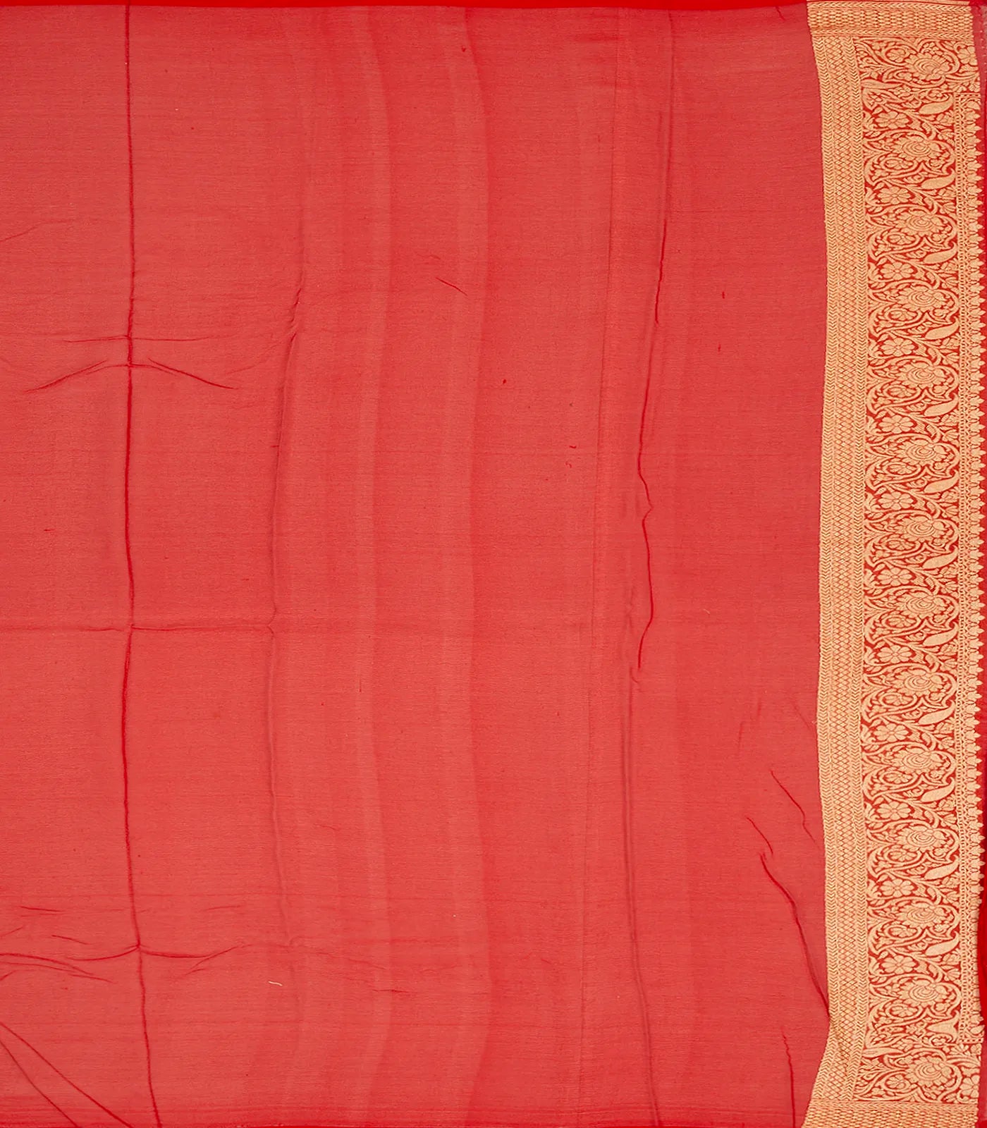 Red Handloom Banarasi Khaddi Georgette Saree With Floral Buttas-Red