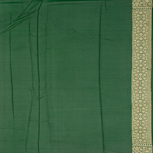Dark Green Handloom Banarasi Khaddi Georgette Saree With Floral Buttas-Dark Green