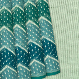 Blue Handloom Rangkat Khaddi Georgette Saree With Chevron Motifs-Blue