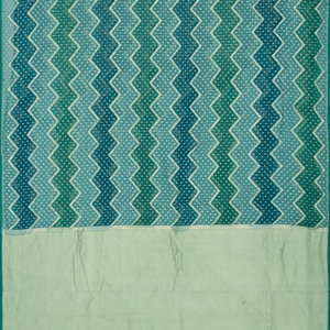 Blue Handloom Rangkat Khaddi Georgette Saree With Chevron Motifs-Blue