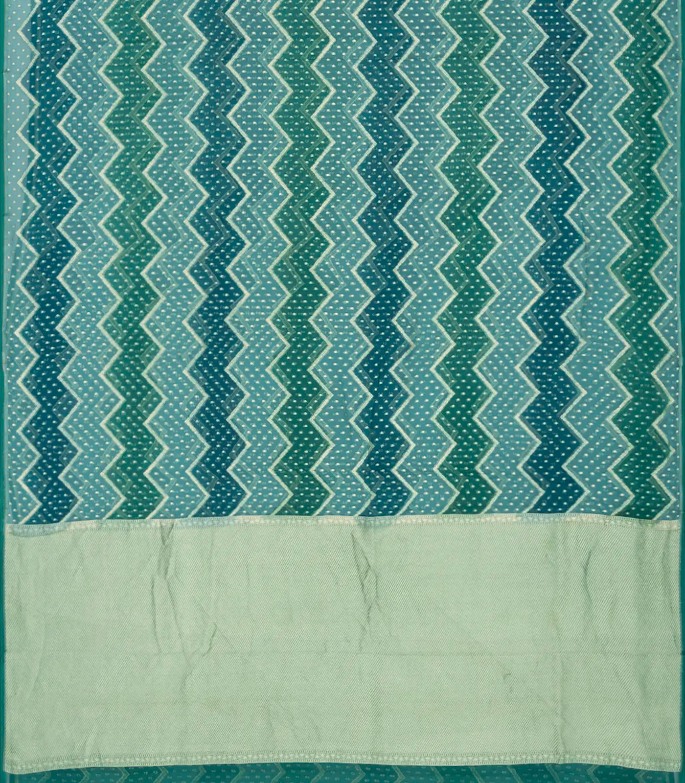 Blue Handloom Rangkat Khaddi Georgette Saree With Chevron Motifs-Blue